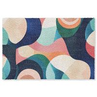 FUSSMATTE Abstrakt - Blau - Rosa Fußabtreter 180x120 cm - Multicolor, Kunststoff (180/0.4cm) - MuchoWow