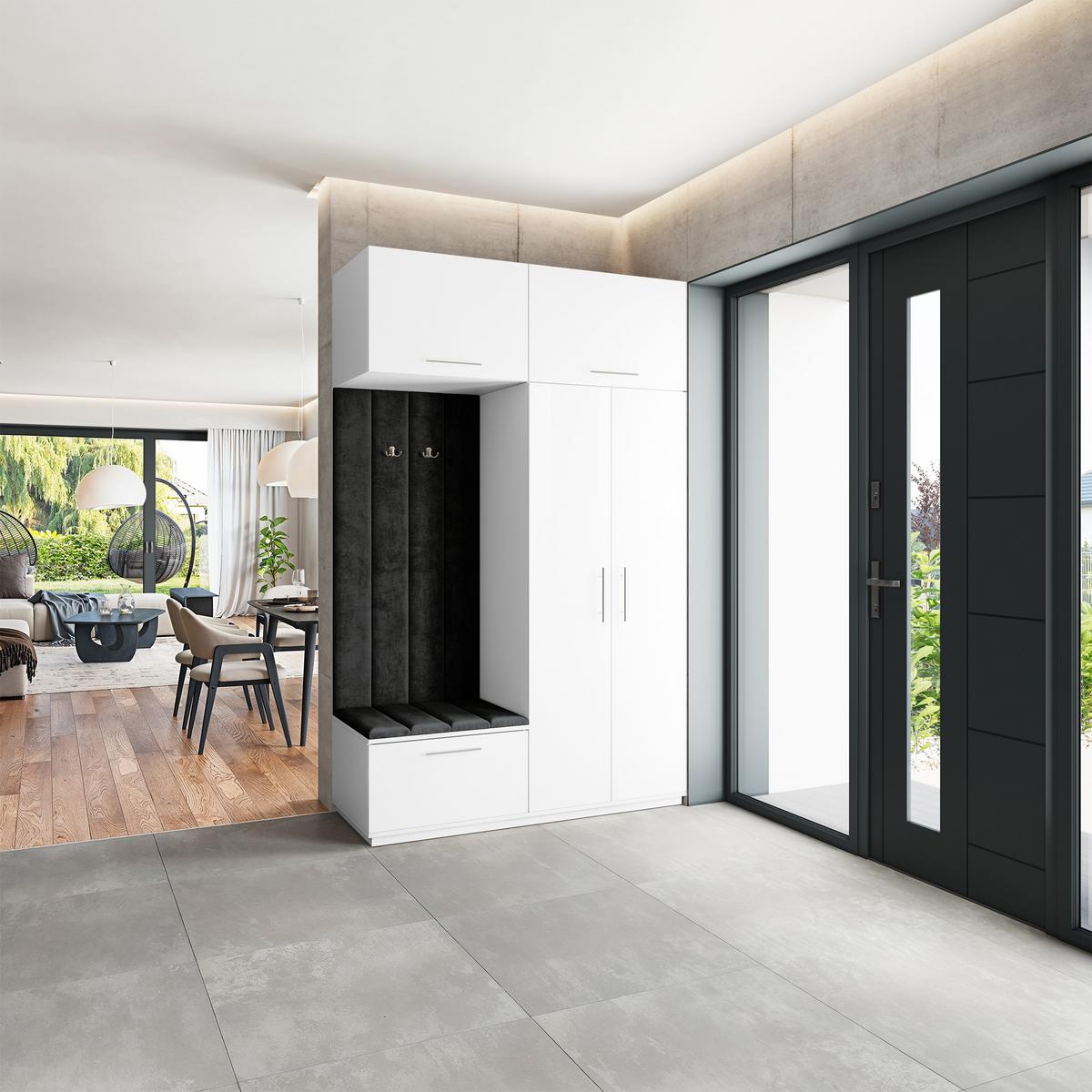 GARDEROBENSCHRANK REMA 150/240/60 cm Modern Weiß - Schwarz/Weiß, Holzwerkstoff (150/240/60cm) - MASSENO