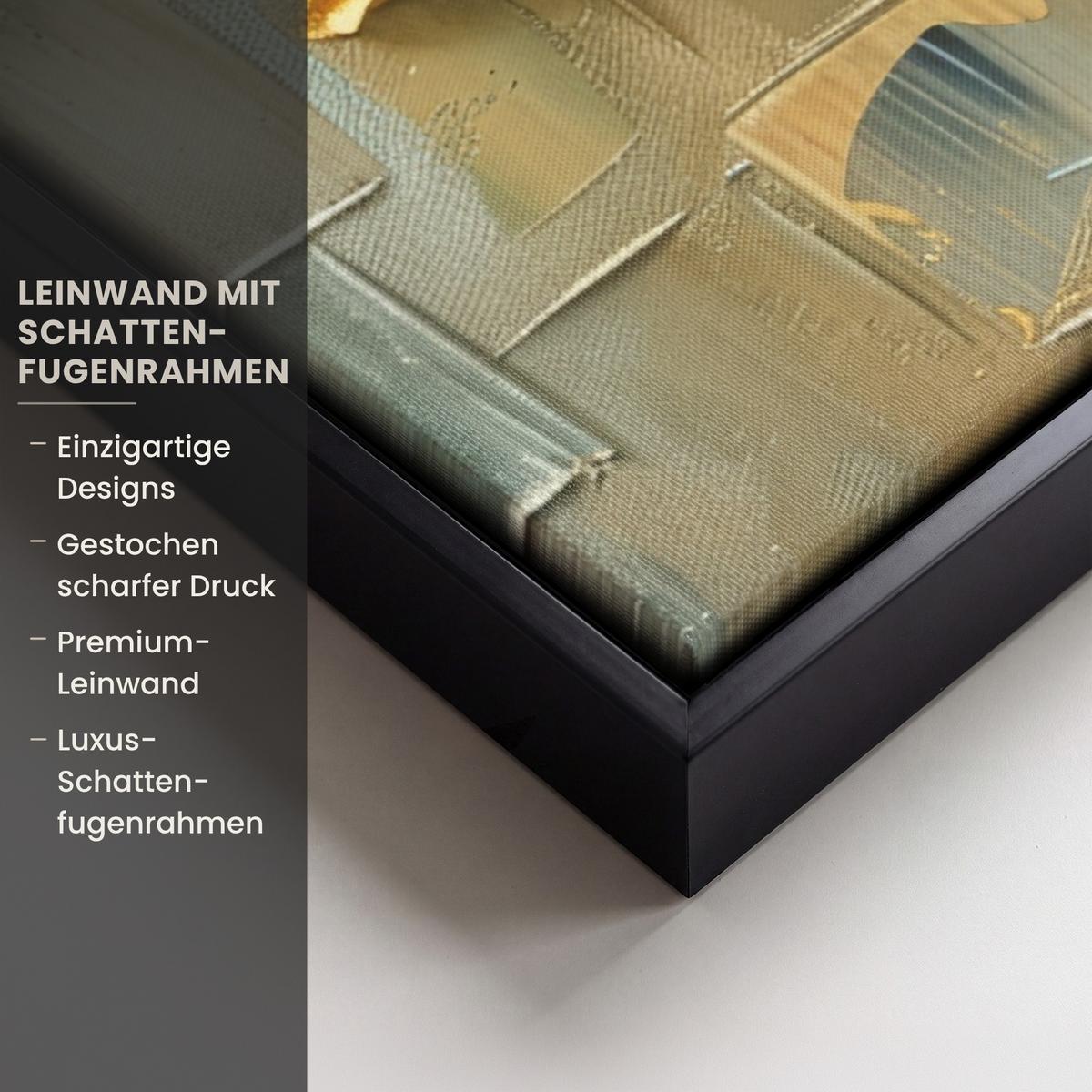 LEINWAND Bilder mit Rahmen - Baum - Abstrakt - Natur - Kunst - 50x50 - Goldfarben, Textil (50/50cm) - MuchoWow