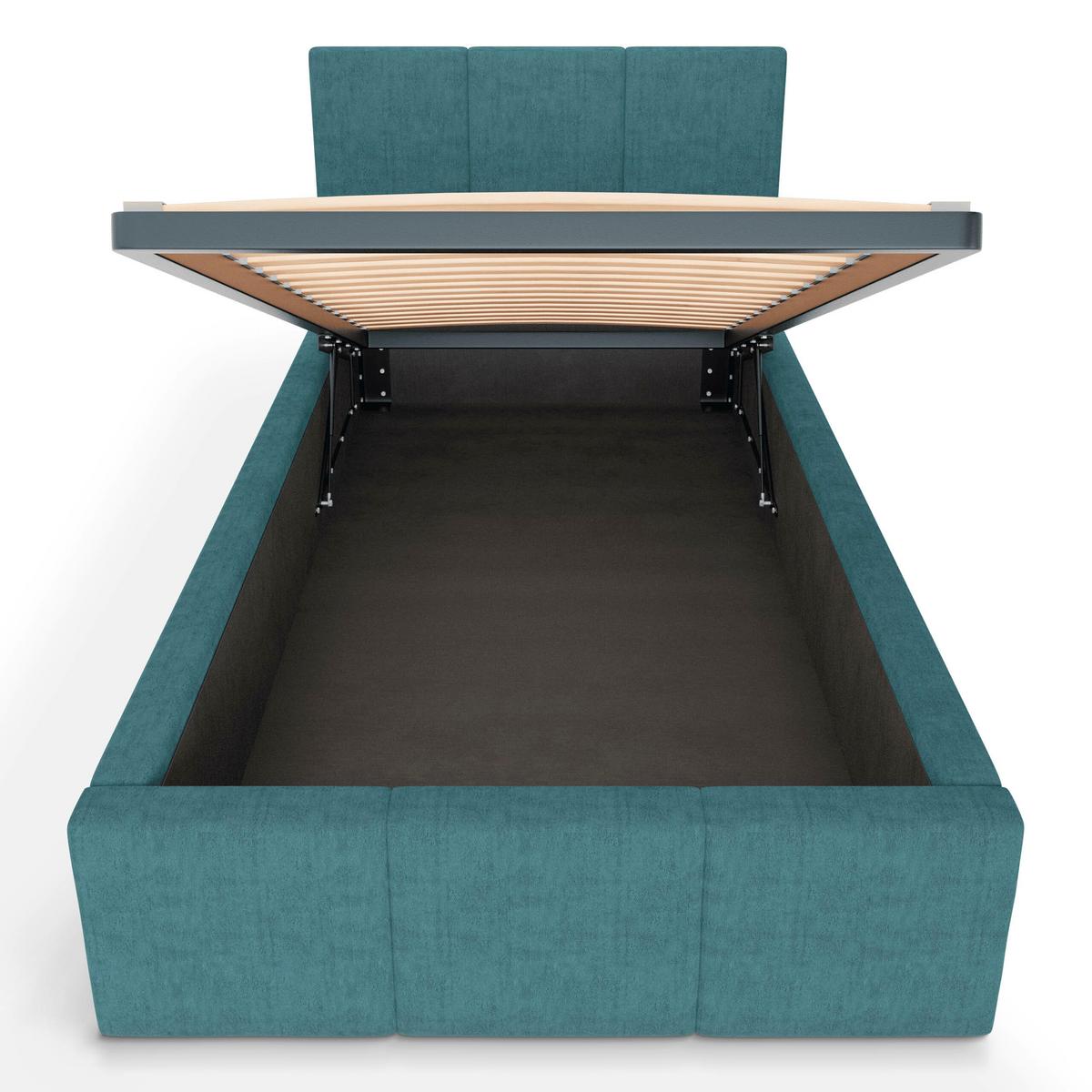POLSTERBETT für Schlafzimmer Bett mit Stauraum Meerfarbe 90x200 - Blau, Holzwerkstoff/Metall (90/200cm) - Muralo