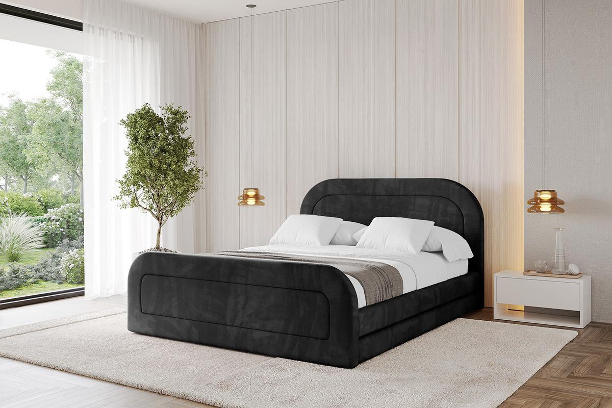 POLSTERBETT mit Bettkasten, Fußteil und Lattenrost, Boxbett ohne Matratze - LERIS-Z 180x200 Schwarz - Schwarz, Holzwerkstoff/Textil (180/200cm) - ALTDECOR