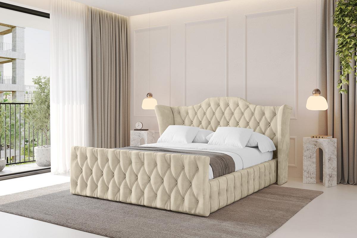 POLSTERBETT mit Bettkasten, Fußteil und Lattenrost, Boxbett ohne Matratze - MODY-Z 120x200 Beige - Ecru, Holzwerkstoff/Textil (120/200cm) - ALTDECOR