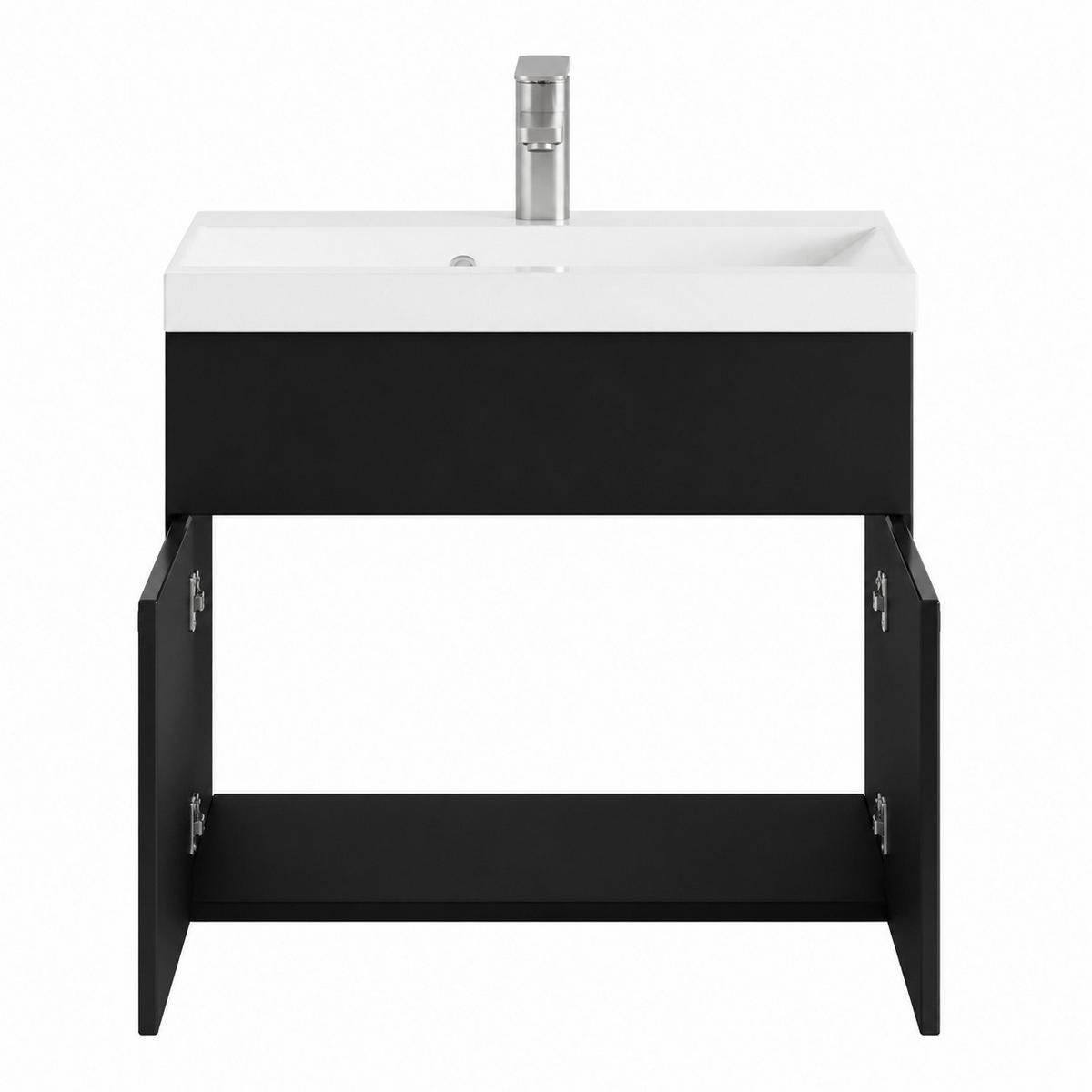 BADMÖBEL-SET Montreal 2 Teile Schwarz Matt - 60 x 35 x 51 cm - Schwarz, Holz (60/51/35cm) - Badplaats