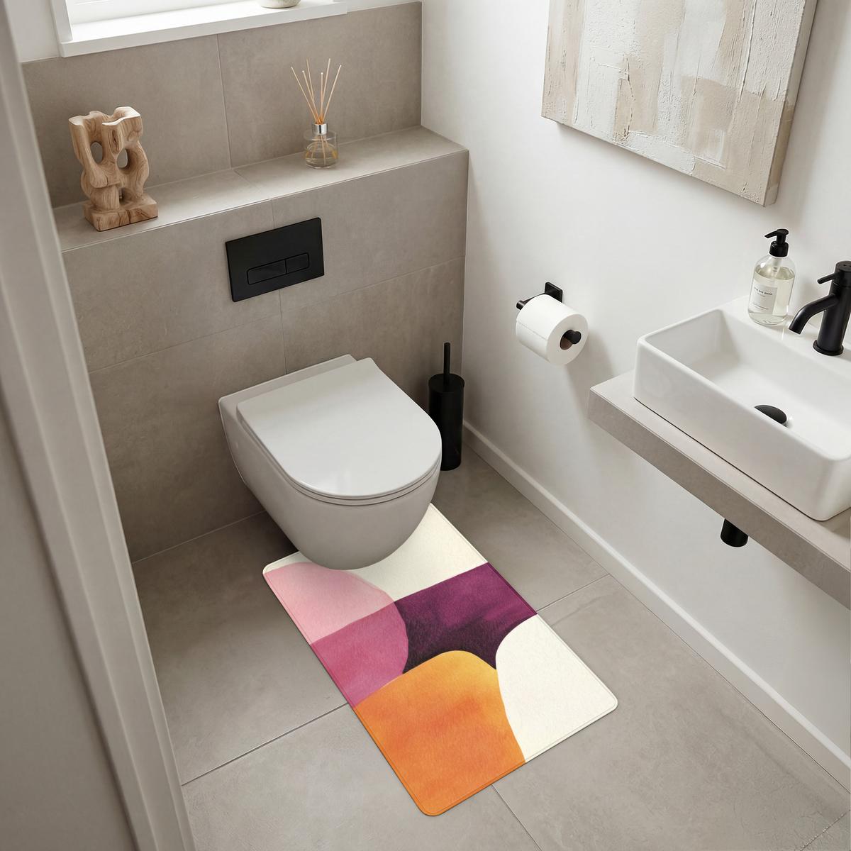 WC-VORLEGER Formen - Abstrakt - Farbenfroh WC Teppich 50x80 cm - Terracotta, Textil (50/1cm) - OnlyWow