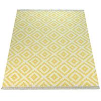 WOLLTEPPICH handgewebt, mit Rautenmuster, Gelb, 120 x 170 cm - Gelb, Textil (170/120cm) - KADIMA DESIGN