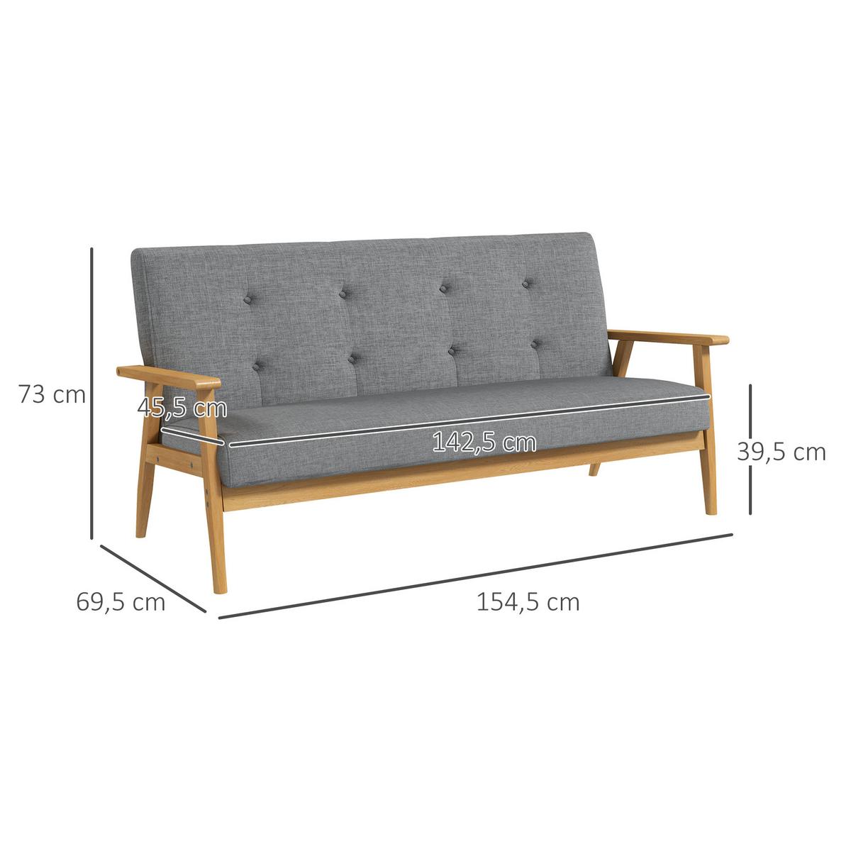 SOFA Yvith 155/70/73cm - Dunkelgrau, Textil (70/73/155cm) - ZMH