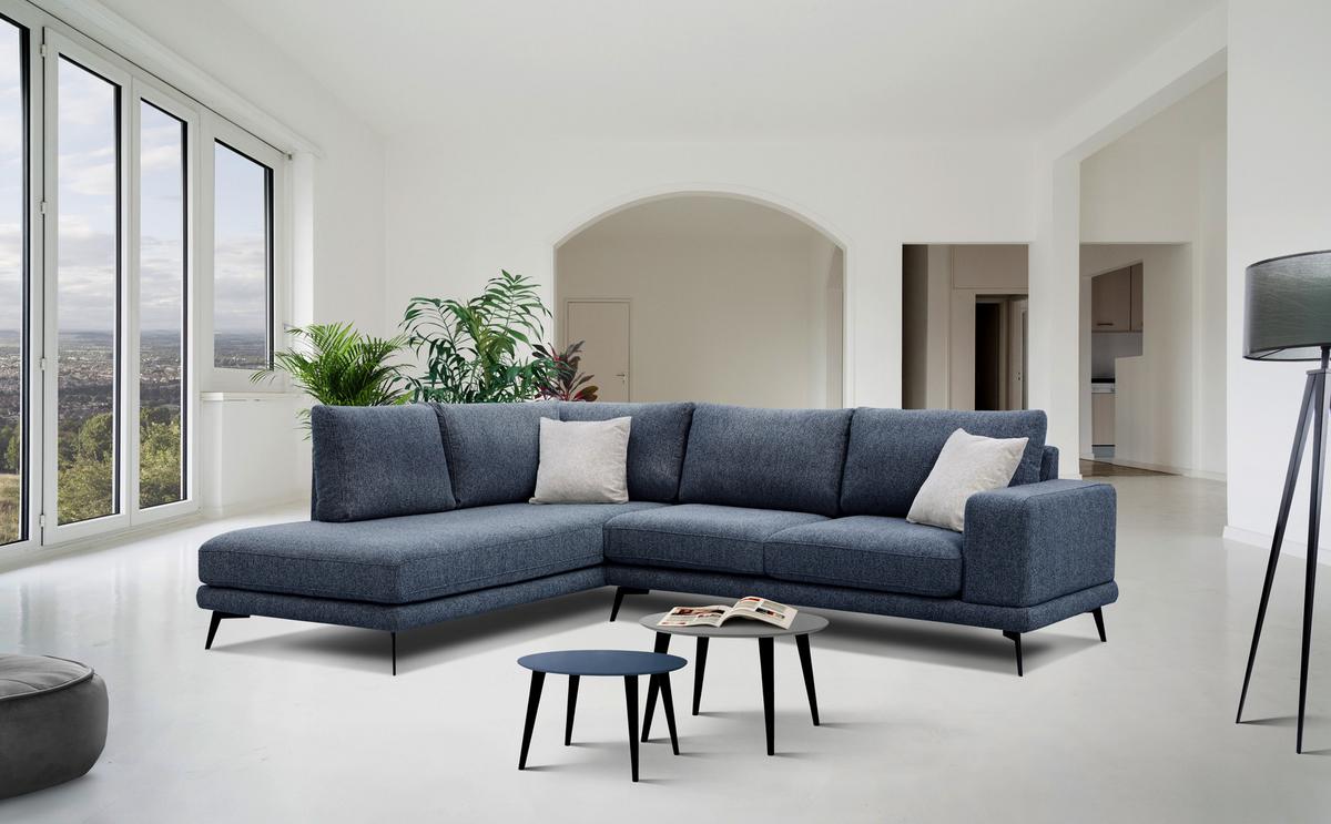 ECKSOFA MEDIOLANE 5-Sitzer, dunkelblau - Dunkelblau, Holzwerkstoff/Textil (219/282cm) - Wozimo