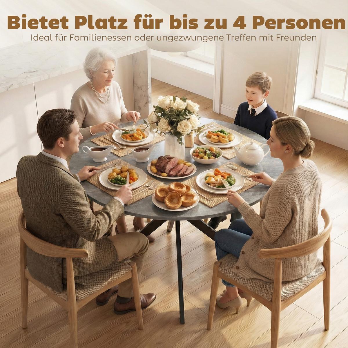 ESSTISCH Spanplatte Stahl Grau - Grau, Metall (100/100/75cm) - HOMCOM