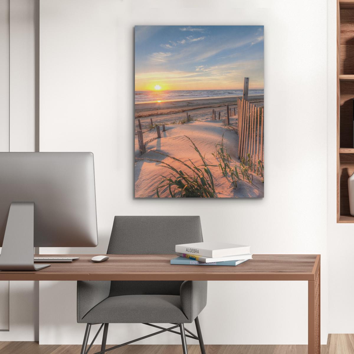 AKUSTIKBILD Strand - Meer - Düne - Sonnenuntergang - Landschaft Wandbilder 60x80 cm - Beige, Kunststoff (60/80/0.9cm) - MuchoWow