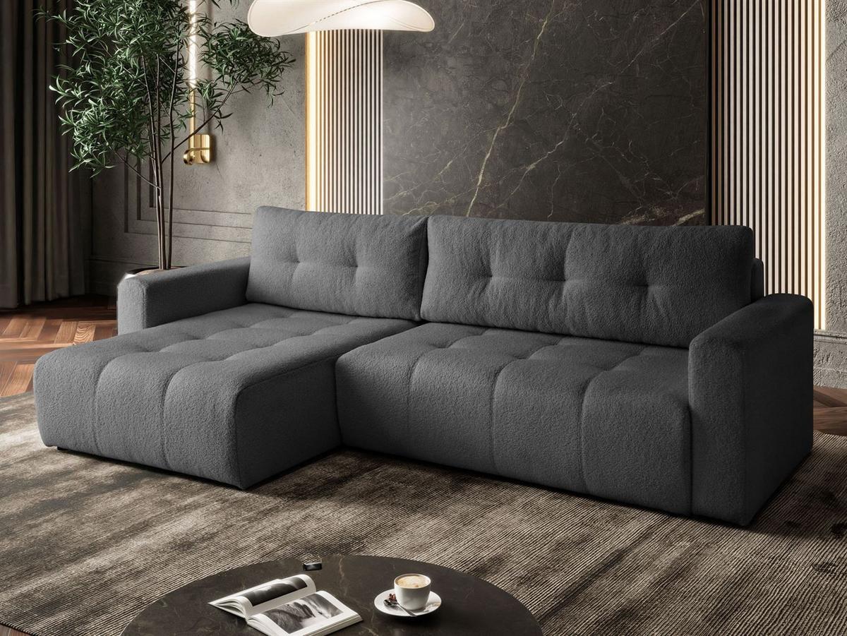 ECKSOFA ASTON mit Schlaffunktion und Bettkasten - Graphitfarben, Textil (261/143cm) - Lookway