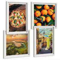 BILDER SET 4er Set - 50x50 cm & 40x60 cm Weißer Rahmen - Italienische Flüsse, Hügel, Straße - Weiß, Kunststoff (50/50cm) - TULUP
