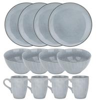 GESCHIRRSET (12-tlg.) - Grau, Keramik (30/29/45cm) - Intirilife