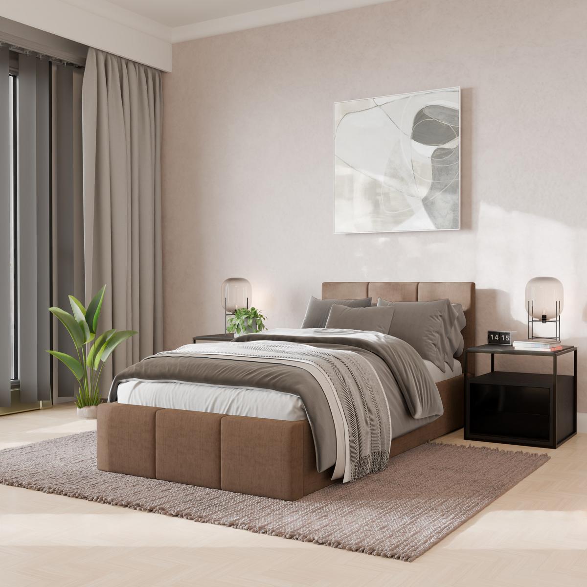 POLSTERBETT für Schlafzimmer Bett mit Stauraum Beige 90x200 - Beige, Holzwerkstoff/Metall (90/200cm) - Muralo
