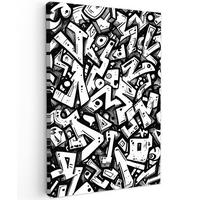 LEINWANDBILD Formen - Buchstaben - Graffiti - Schwarz Wanddeko Schlafzimmer 60x90 cm - Schwarz, Textil (60/90cm) - MuchoWow