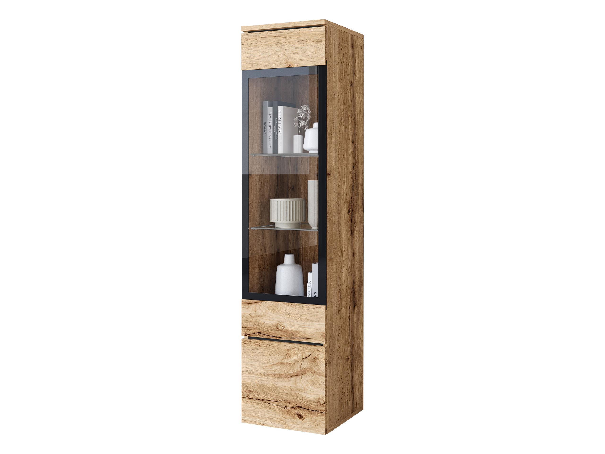HÄNGEVITRINE Vera 002 mit LED Beleuchtung - Eiche Wotan/Alufarben, Holzwerkstoff/Kunststoff (30/130/33cm) - MIRJAN24