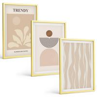 BILDER SET 3er Set - 40x60 cm Goldrahmen - Stilvolle abstrakte Beigetöne - Goldfarben, Kunststoff (40/60cm) - TULUP