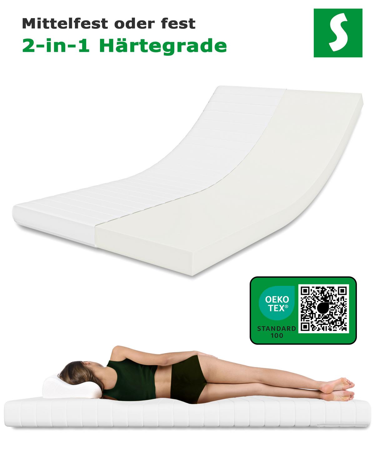MATRATZENTOPPER 100x200 cm mit 11 cm Höhe & weißem Reißverschlussbezug - Weiß, Textil (100/200cm) - Schlaftroll
