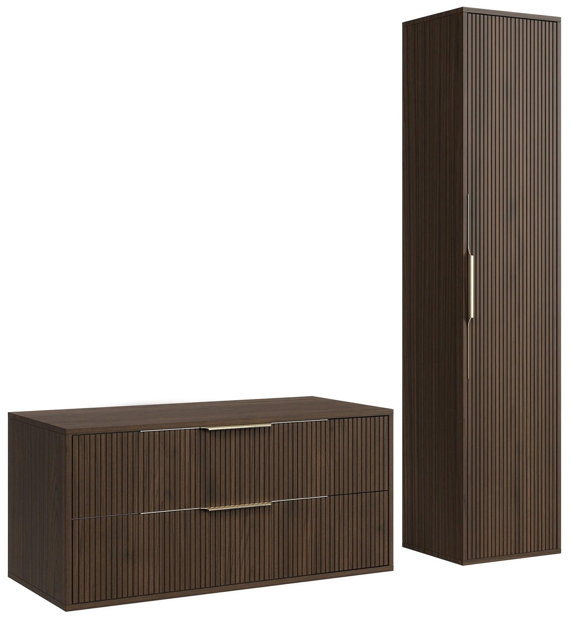 BADMÖBEL-SET Rimini 2 Teile Walnuss Braun - 100 x 46 x 46 cm - Eichefarben, Holz (100/46/46cm) - Badplaats
