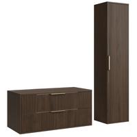 BADMÖBEL-SET Rimini 2 Teile Walnuss Braun - 100 x 46 x 46 cm - Eichefarben, Holz (100/46/46cm) - Badplaats