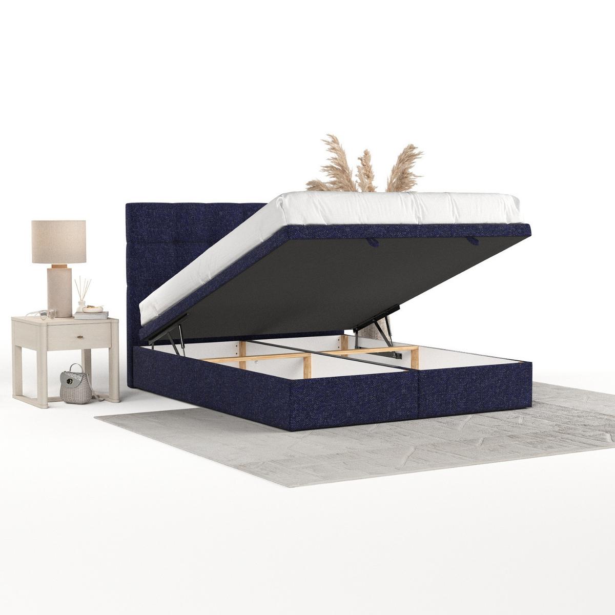POLSTERBETT Guam mit Stauraum 120/200 cm Marineblau im Alta Stoff - Schwarz/Dunkelblau, Holz/Holzwerkstoff (120/200cm) - AltaBeds