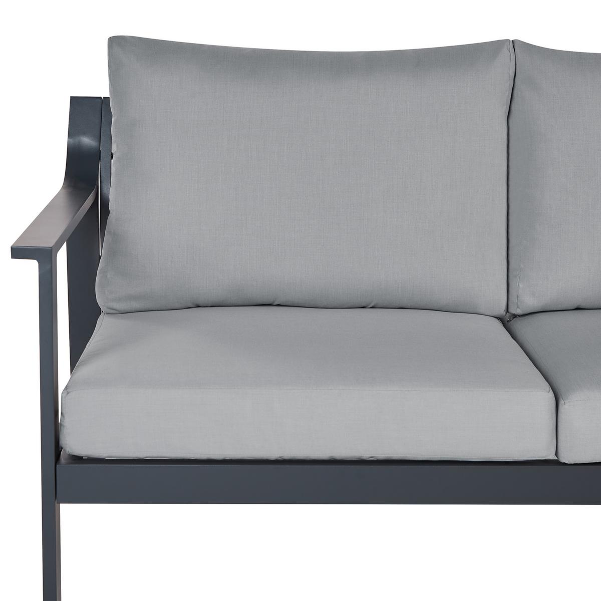 GARTENSOFA 3-Sitzer Grau Kiato - Grau, Metall (225/77/80cm) - Beliani