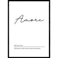 POSTER Wörterbuch Italienisch Amore A4 Schwarzer Rahmen - Schwarz, Papier (29.7/5/21cm) - Nacnic