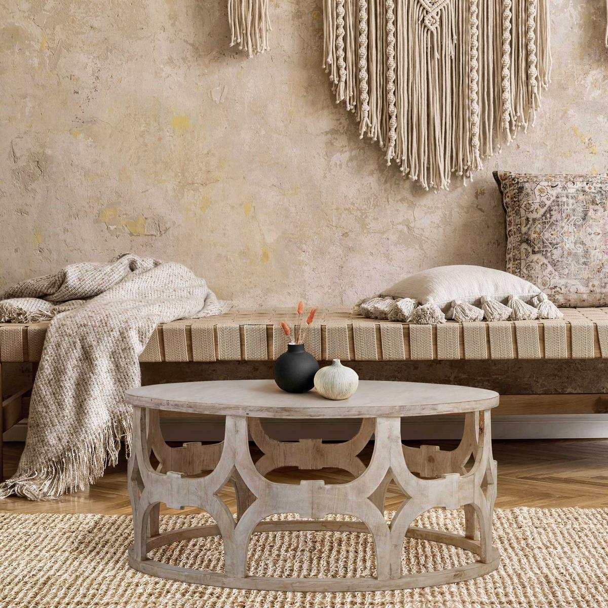 COUCHTISCH Ø100x45 cm rund Natur handgefertigt aus Mangoholz - Naturfarben, Holz (100/100/45cm) - WOMO-DESIGN