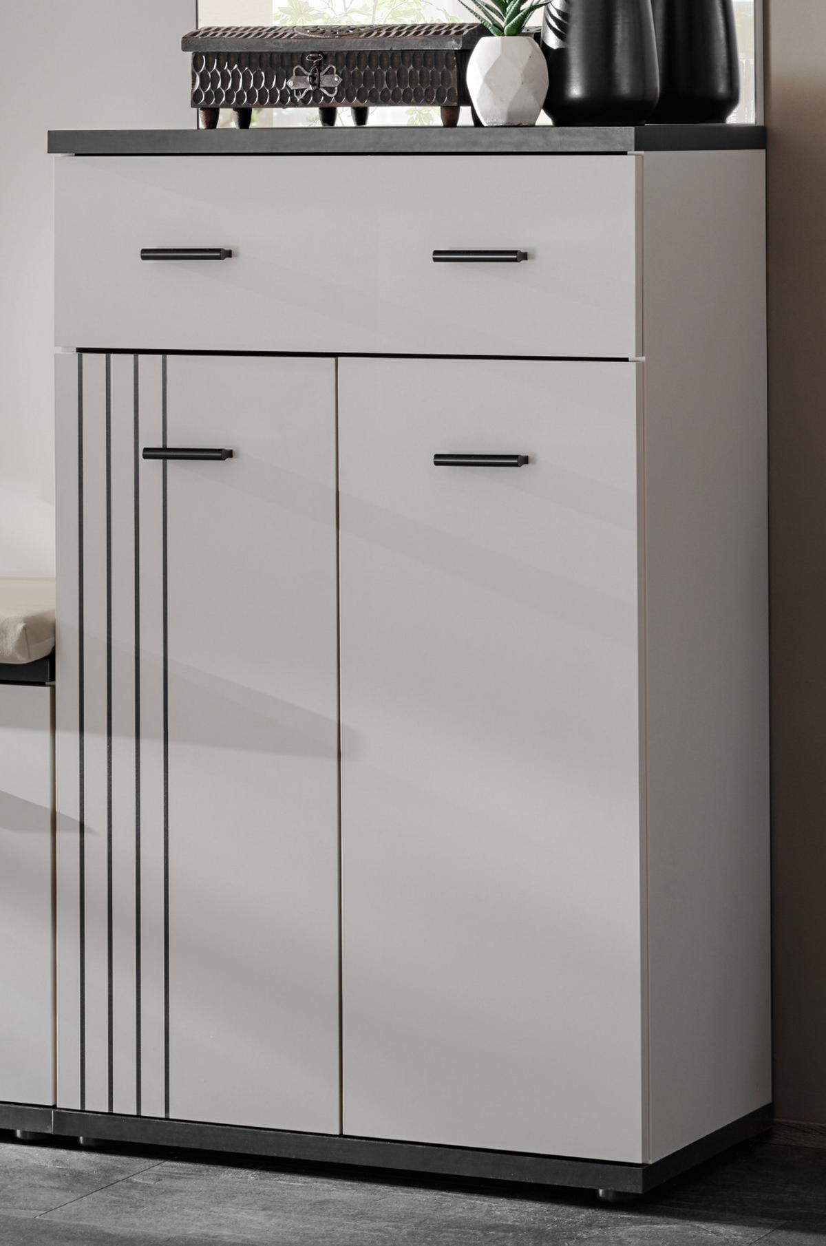 FLURKOMMODE Kaschmir, schwarz 60 x 96 cm, Flurschrank mit Streifenmuster - Kaschmir/Schwarz, Holzwerkstoff/Kunststoff (60/96/32cm) - Inn.Furn