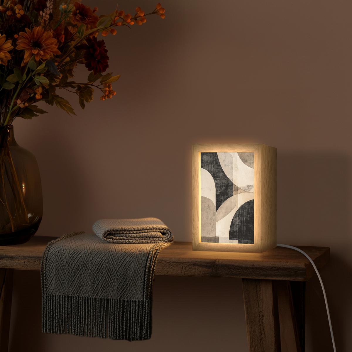 WANDLEUCHTE Abstrakt - Formen - Modern - Beige 15x20 cm - Grau, Holzwerkstoff (15/20/8cm) - OnlyWow