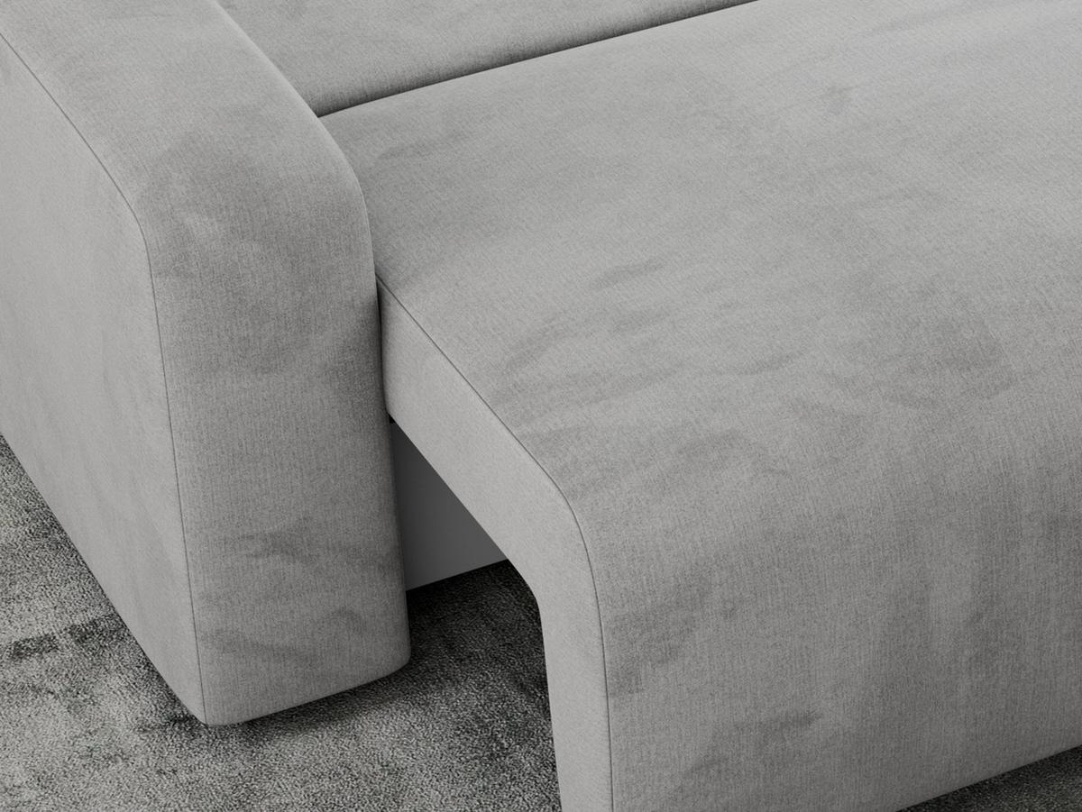 ECKSOFA ARGOS Hellgrau Velours - Hellgrau/Schwarz, Kunststoff/Textil (245/150cm) - MKS