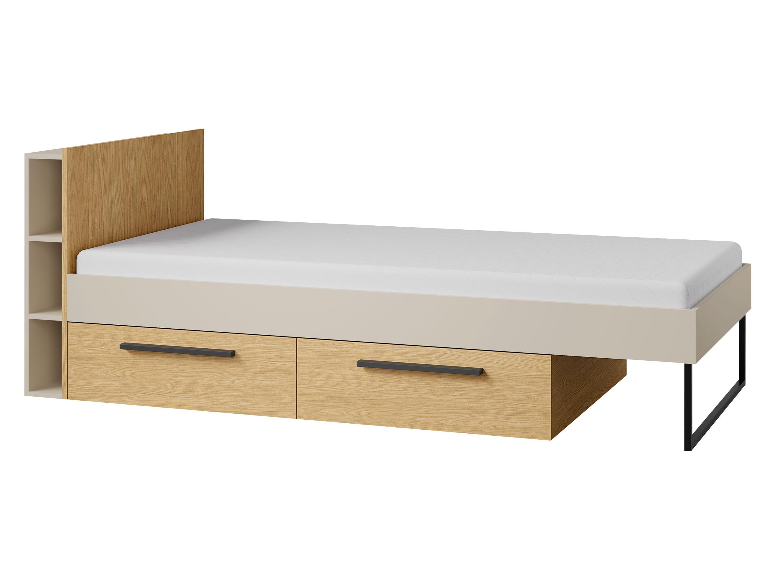 JUGENDBETT Lorin LO11 L / P - Kaschmir/Eichefarben, Holzwerkstoff (90/200cm) - MIRJAN24