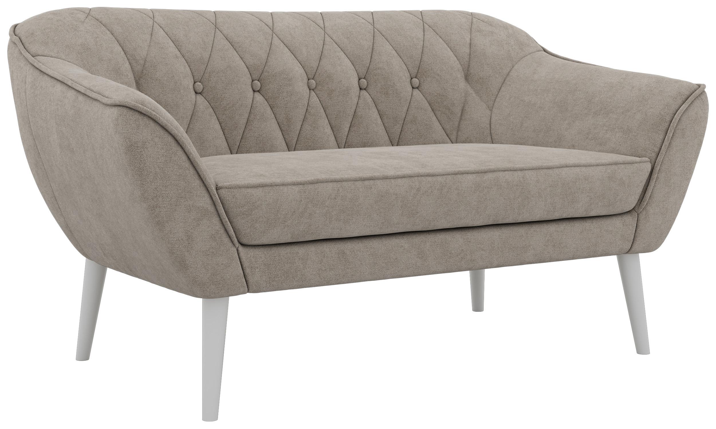 2-SITZER-SOFA PIRS - Greige Stukture - Weiße Beine - Greige/Weiß, Holzwerkstoff/Textil (140/75/74cm) - MKS