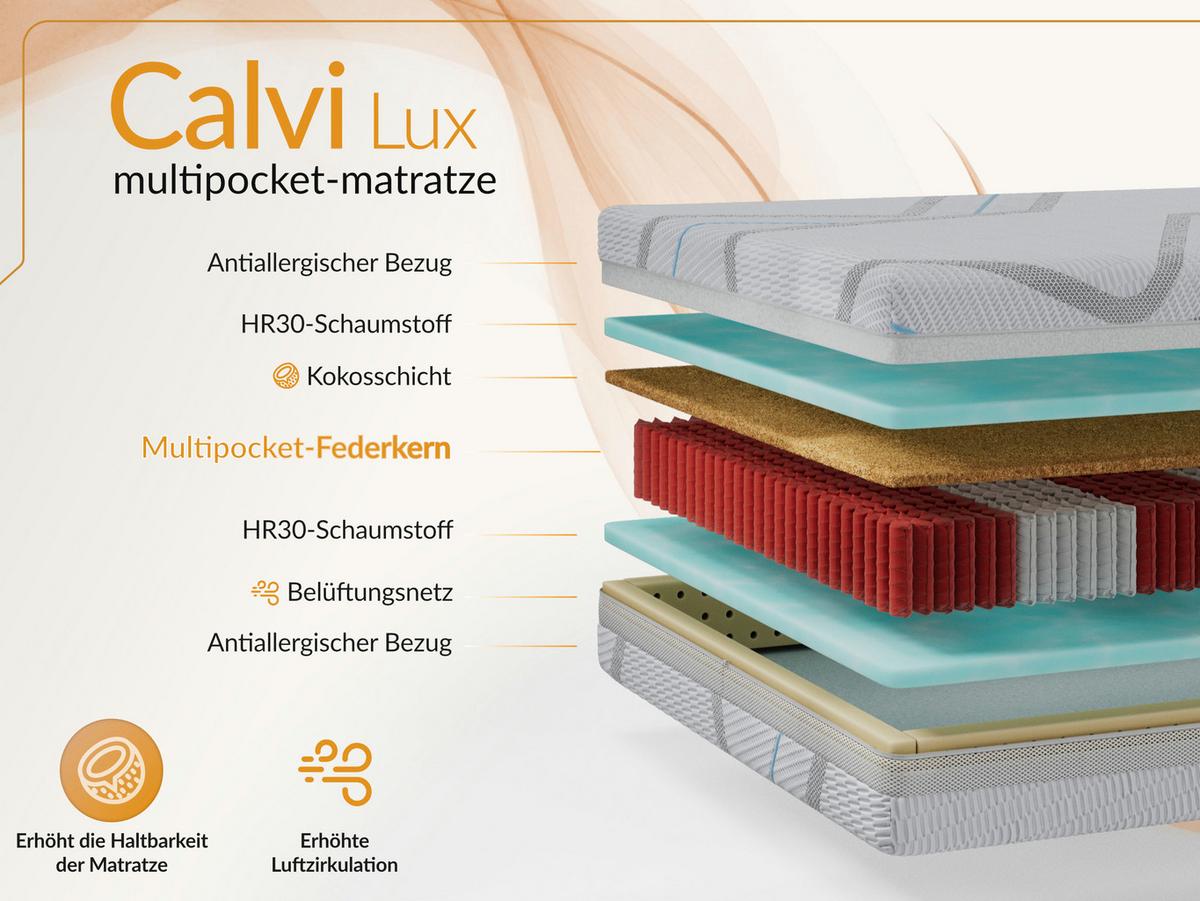 TASCHENMATRATZE CALVI - 160/200 - H3/H4 - Lux - Multicolor, Textil (160/200cm) - MKS