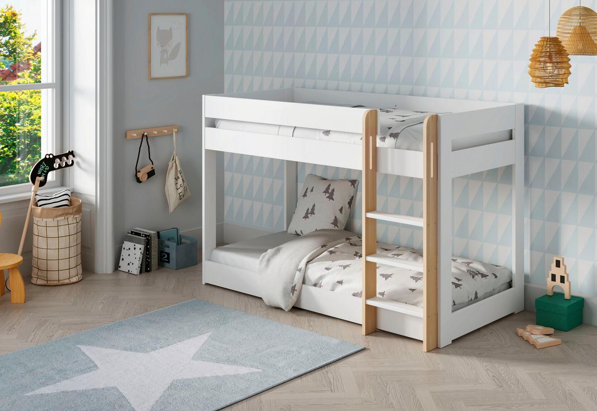 ETAGENBETT Angel Weiß 197/107/131 cm - Weiß, Holz (190/90cm) - Calicosy