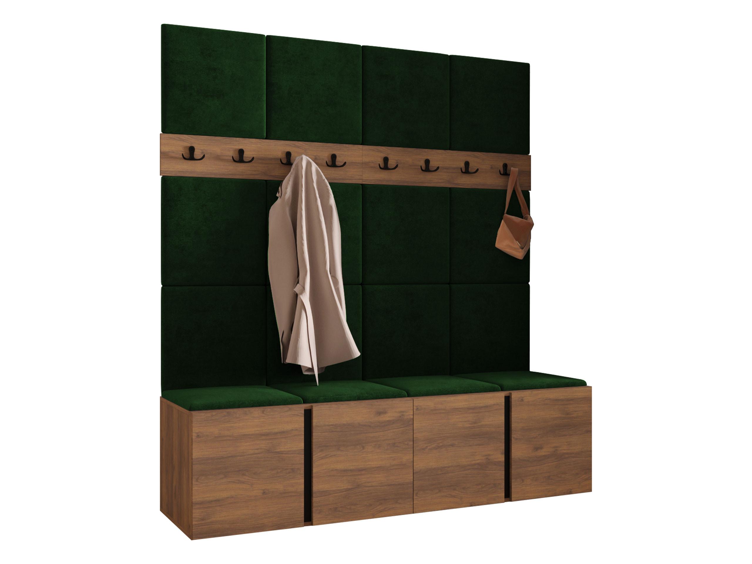 GARDEROBEN-SET Orion V - Nussbaumfarben/Grün, Holzwerkstoff/Kunststoff (168/186/46cm) - MIRJAN24