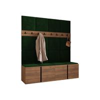 GARDEROBEN-SET Orion V - Nussbaumfarben/Grün, Holzwerkstoff/Kunststoff (168/186/46cm) - MIRJAN24