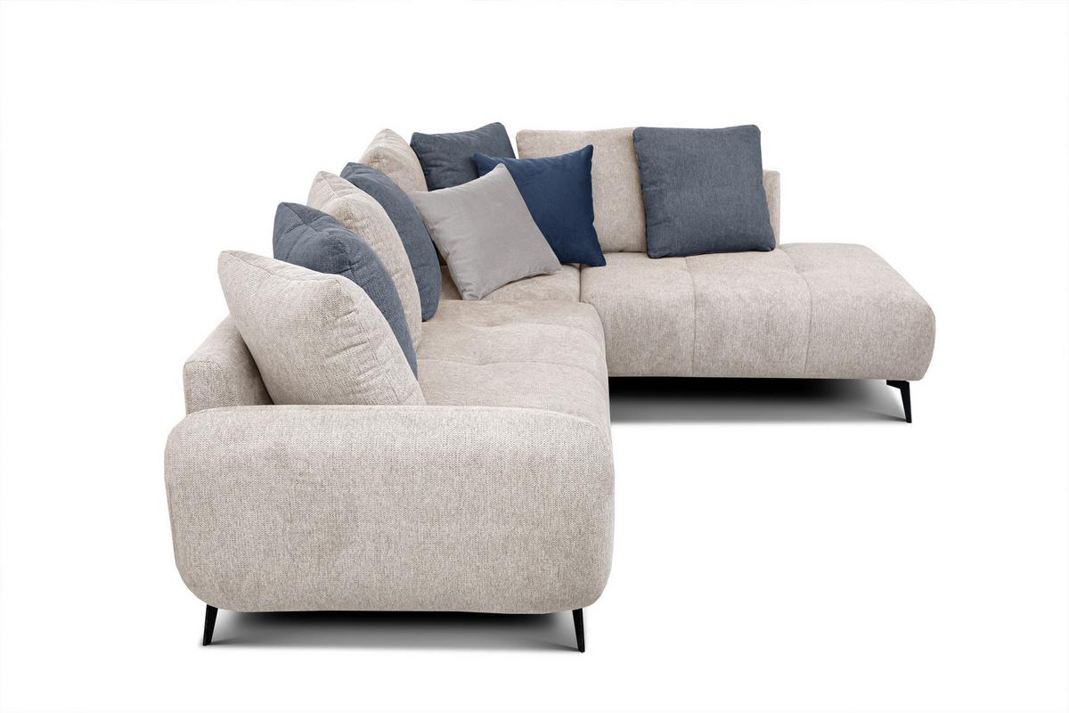 ECKSOFA EVENTO 5-Sitzer, creme - Creme/Schwarz, Holzwerkstoff/Textil (266/206cm) - Wozimo