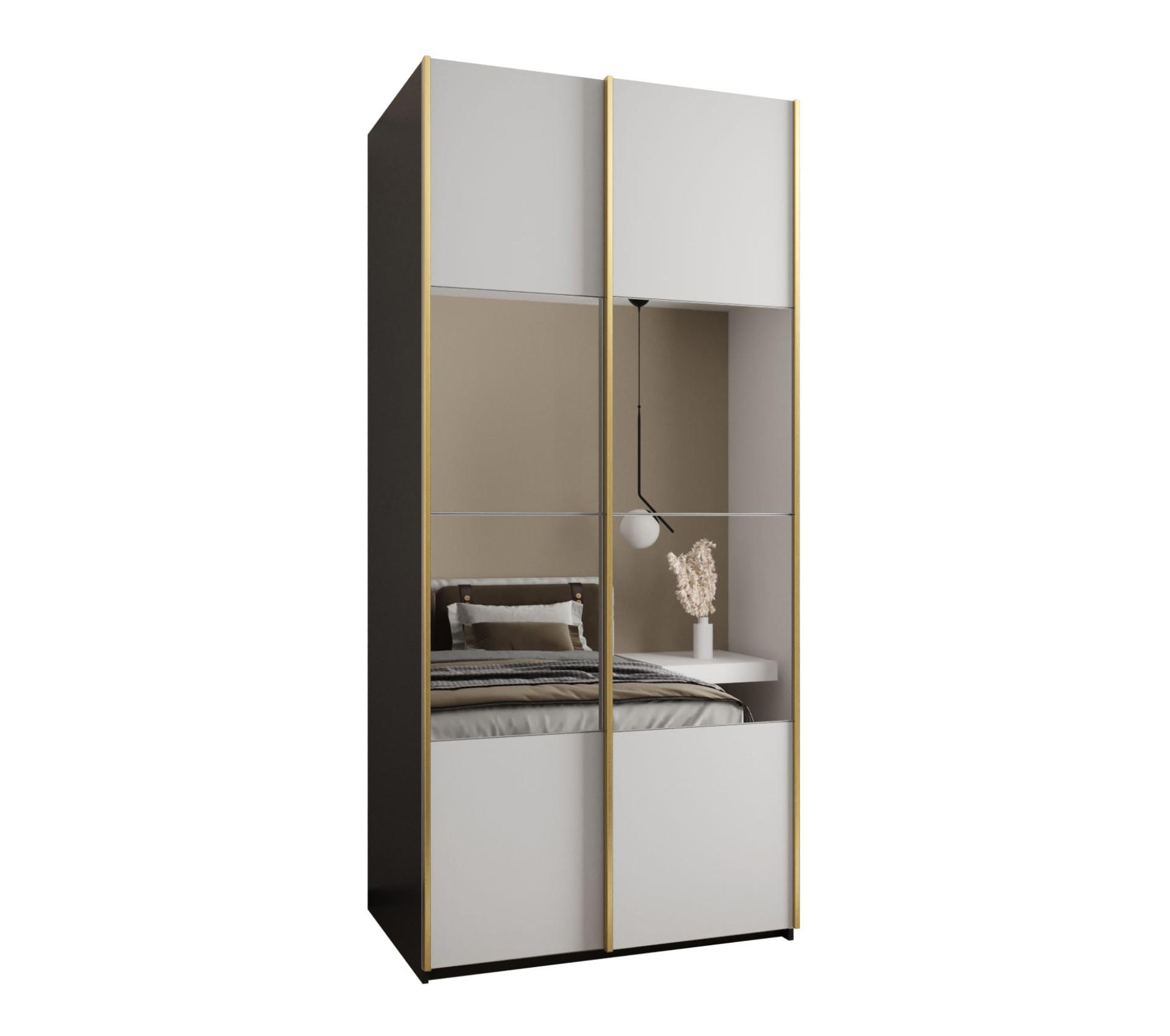 SCHWEBETÜRENSCHRANK 245,5/100/64 2-türig - Goldfarben/Schwarz, Holz/Metall (100/245/64cm) - Abiks Möbel