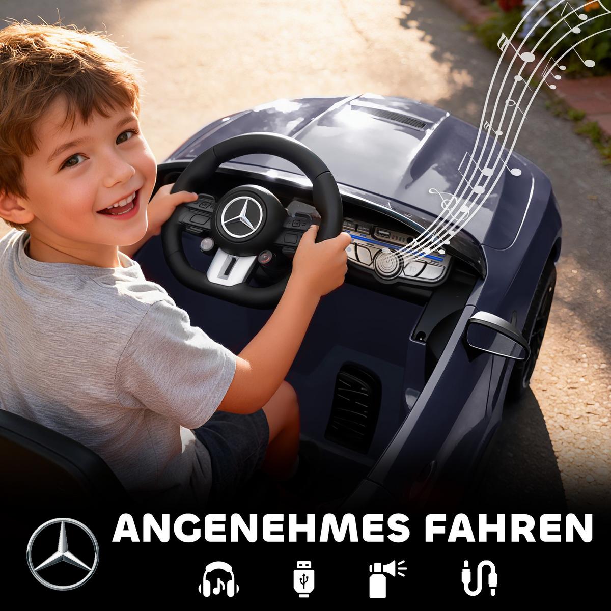 KINDER-ELEKTROAUTO 2 x 12V Kinderauto mit Musik, MP3, Sanftem Start/Stopp - Grau, Kunststoff (99/55/43cm) - AIYAPLAY