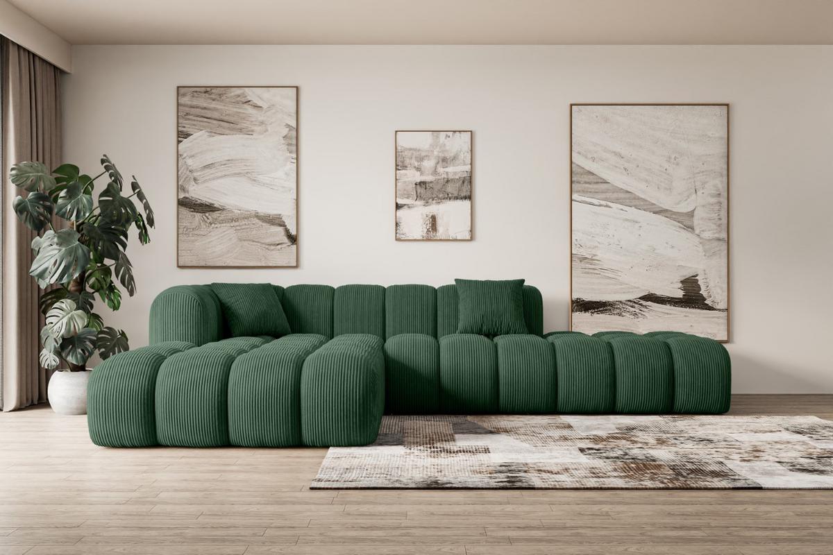 ECKSOFA Ottomane Links OLEA-L2 - 289x176x71 cm Grün - Schwarz/Rosa, Holzwerkstoff/Kunststoff (176/289cm) - ALTDECOR