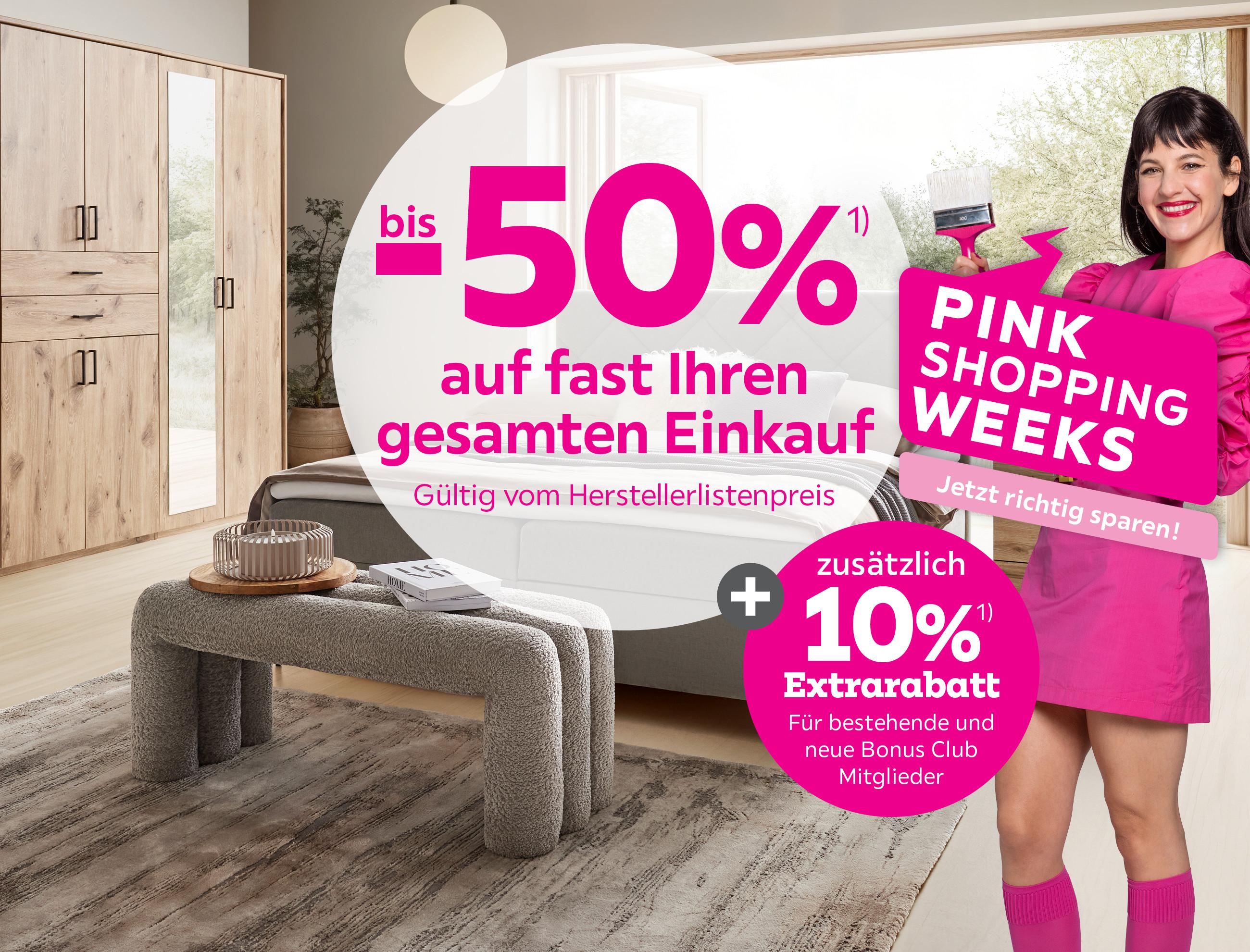 bis -50% auf fast Ihren gesamten Einkauf + 10% Extrarabatt für bestehende und neue Bonus Club Mitglieder