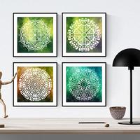 POSTER Set mit 4 Mandalas Balance 20x20cm Schwarzer Rahmen - Schwarz, Papier (20/3cm) - Nacnic