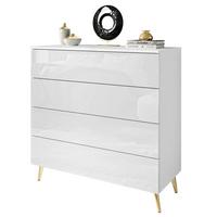 KOMMODE AURA PUSH OPEN mit Schubladen Beinfarbe – Gold - Goldfarben/Weiß, Holzwerkstoff (95/90/40cm) - Lookway