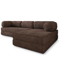 ECKSOFA ETERA modulares Boneless Sofa mit Schlaffunktion Braun Kordstoff - Braun, Textil (270/160cm) - MASSENO