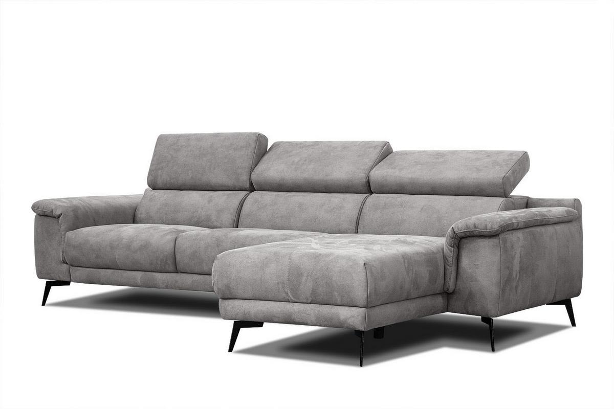 ECKSOFA FIERO 4-Sitzer, hellgrau - Hellgrau/Schwarz, Holzwerkstoff/Textil (288/170cm) - Wozimo