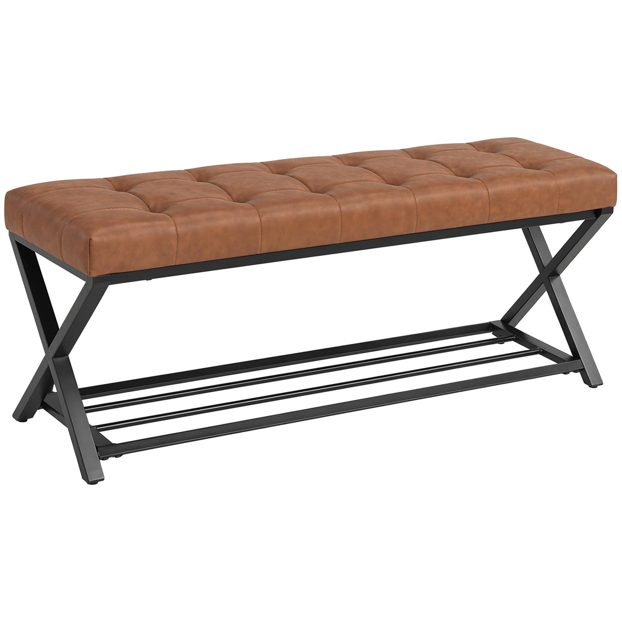 SCHUHBANK Kunstleder Kohlenstoffstahl Braun - Schwarz/Braun, Kunststoff/Textil (112/47/37cm) - HOMCOM