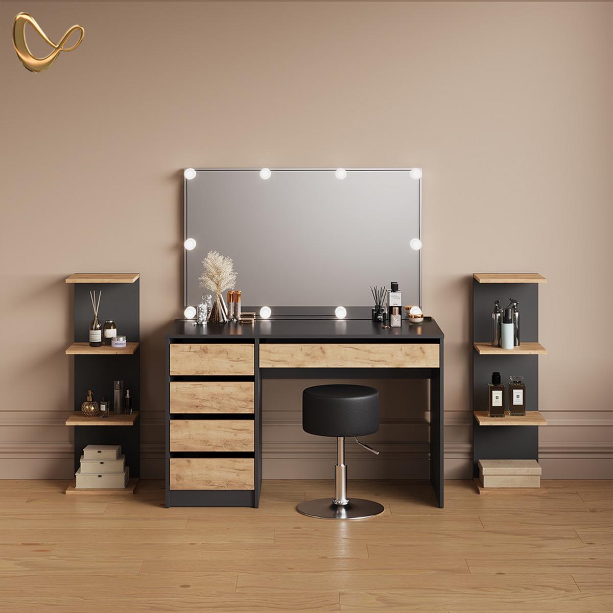 WANDREGAL Vesuvio Anthrazit 30 x 95 cm 2er Set - Anthrazit, Holzwerkstoff (30/95/28cm) - Livinity®