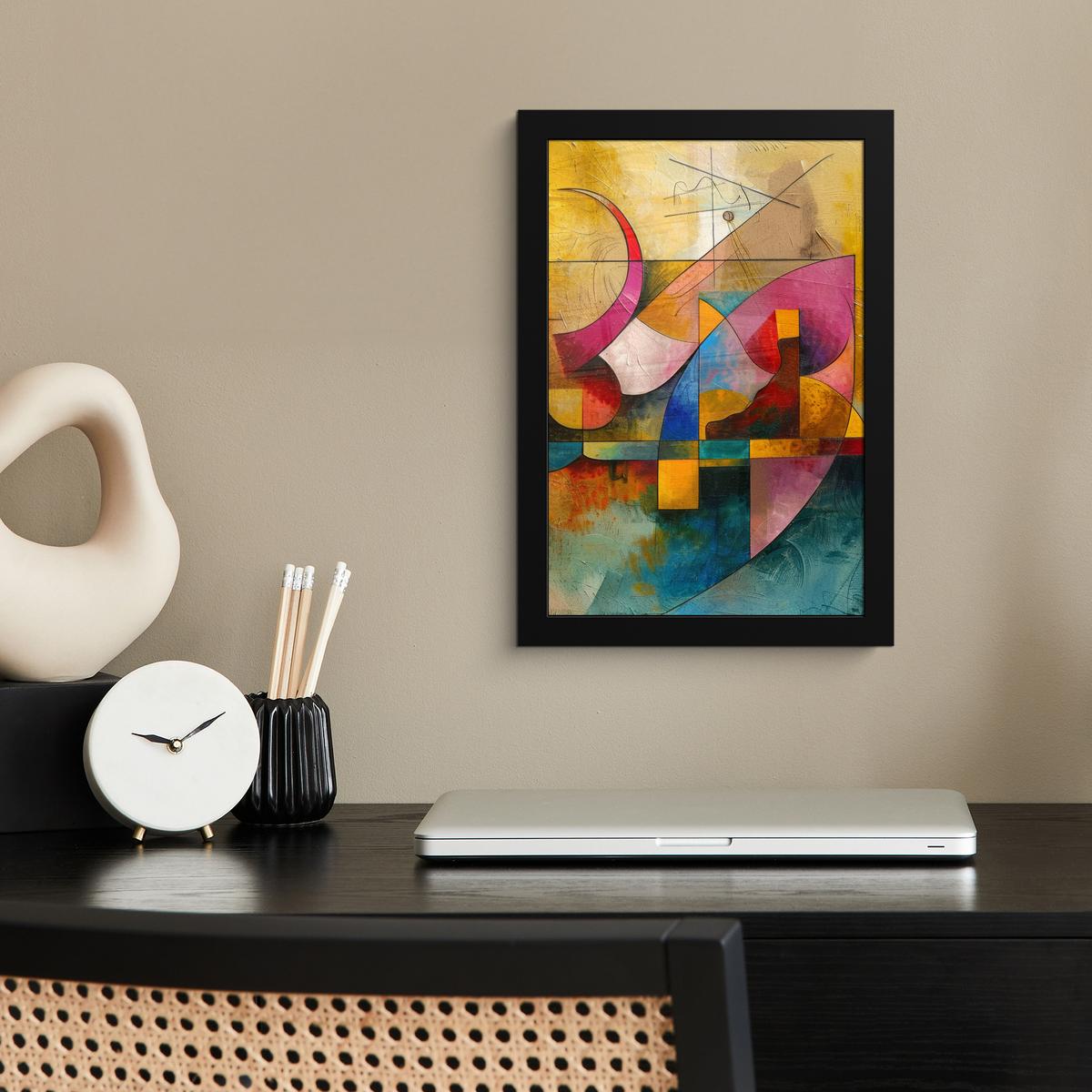POSTER MIT RAHMENGERAHMTES BILD Kunst - Abstrakt - Modern Poster 20x30 cm - Gelb, Papier (20/30cm) - MuchoWow