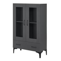 VITRINE Søndersø - Dunkelgrau, Glas/Holzwerkstoff (70/115/31cm) - [en.casa]