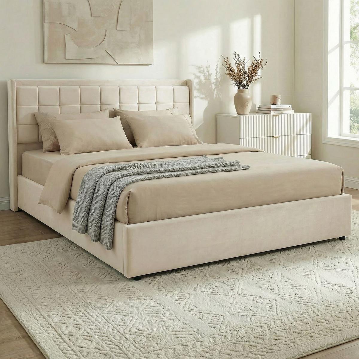 POLSTERBETT YARO 160x200 cm cremeweiß - Creme, Textil (160/200cm) - IDIMEX